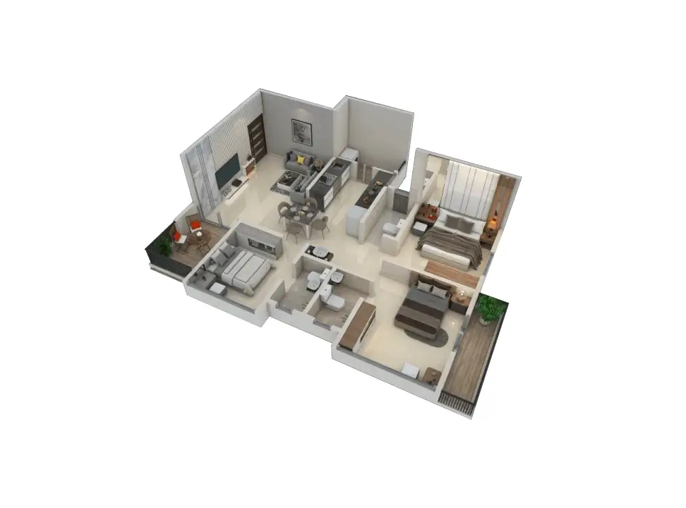 Panoreeva Greens Chinchwad 3 BHK Floor Plan Image